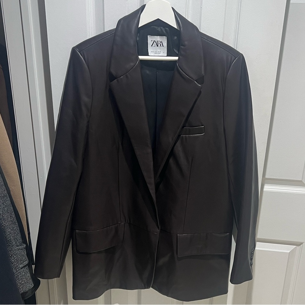 Zara Women's faux leather Blazer